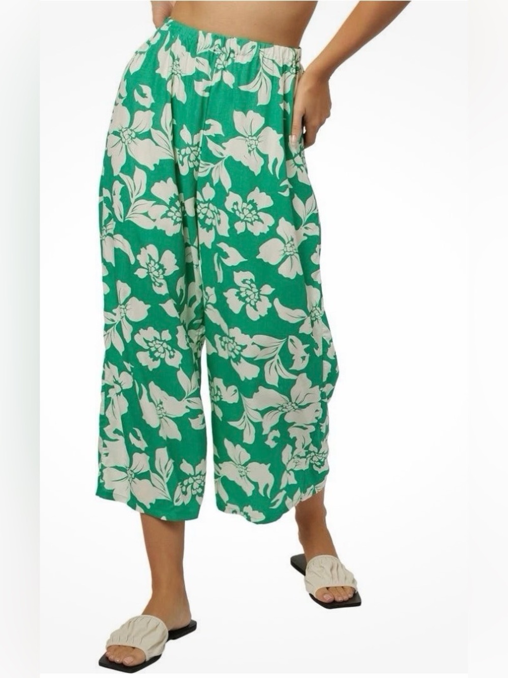 O’NIELL Roxy Nordstrom Oasis Floral Crop Wide Leg Pants Surf Flow Tropical M $65 - Picture 6 of 6